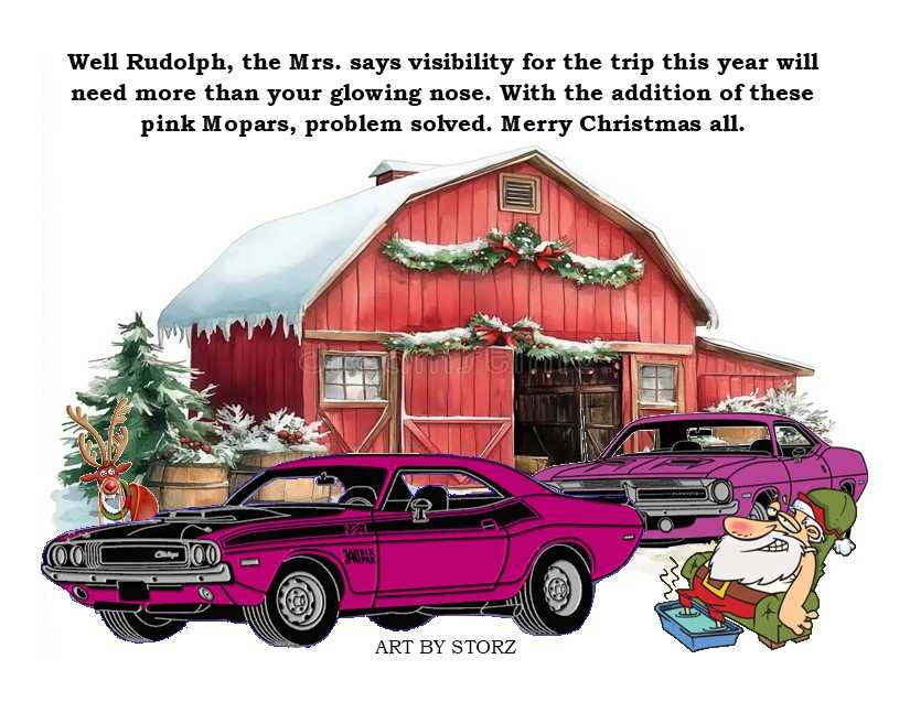 2024 1970 PINK E BODY MOPARS NEW CHRISTMAS BG SANTA & RUDOLPH.jpg