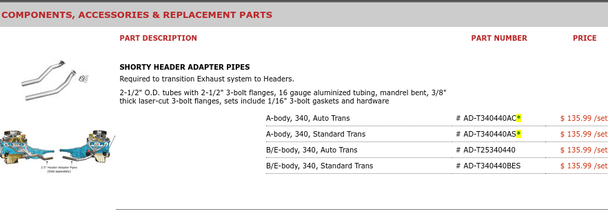 SOLD - TTI Shorty Headers & Header Adapter Pipes (NEW) | For E Bodies ...